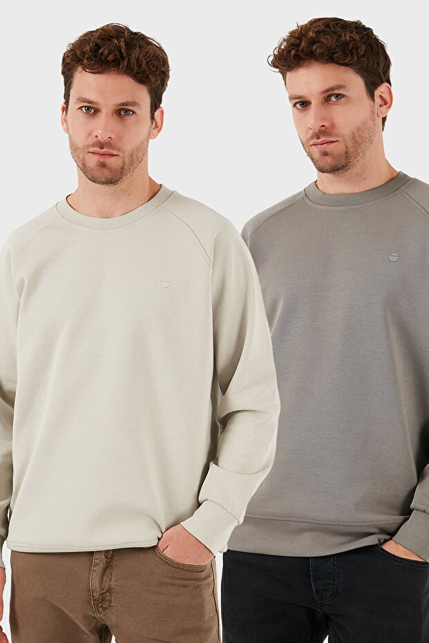 ستريتش كوتون قصة مريحة بيسكيت ياك 2'li باكيج سويت للرجال SWEAT 5901210S2