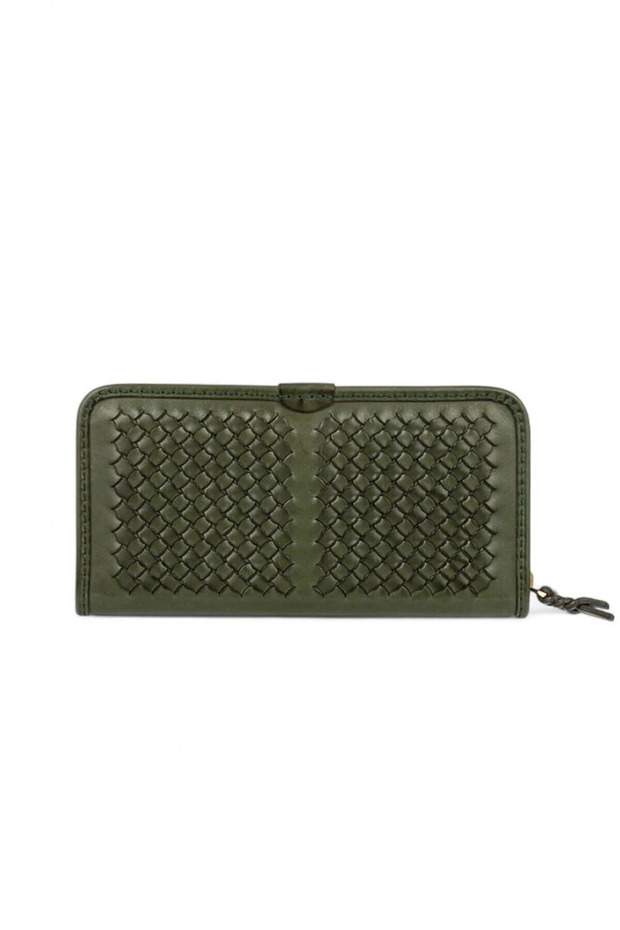 Unisex Handmade Multi-Compartment Zipper Closure Hair Braid Genuine Leather Wallet Hota