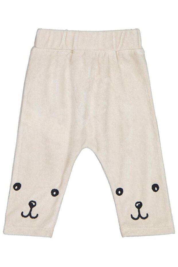 Teddy Bear Embroidered 6-18 Months Single Bottom Baby - Beige