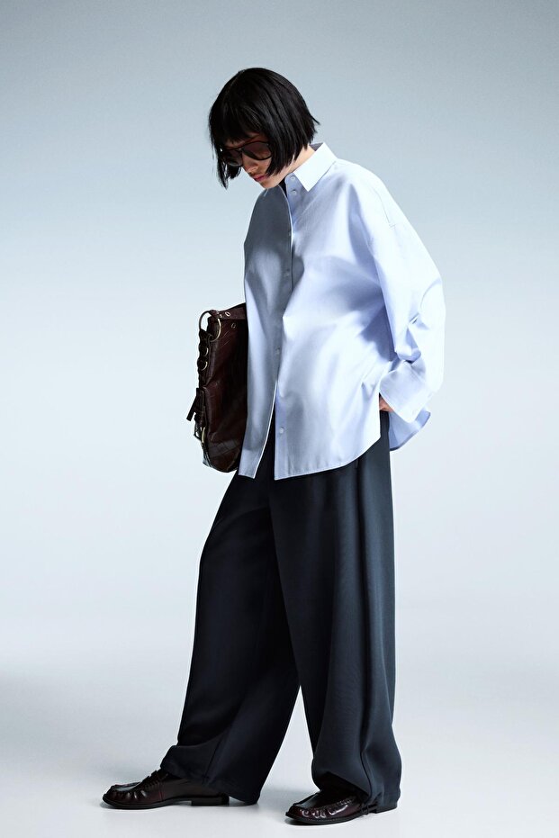 Oversize poplin gömlek - 1