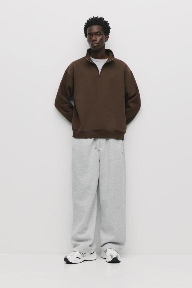 Fermuarlı dik yaka basic sweatshirt - 2