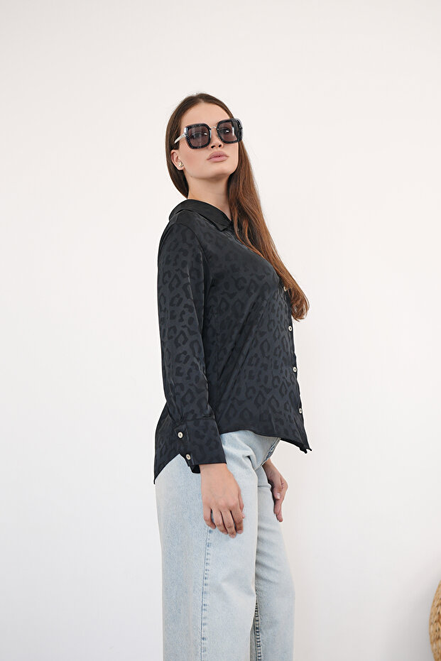 قميص ساتان منقوش ذاتيًا - 5