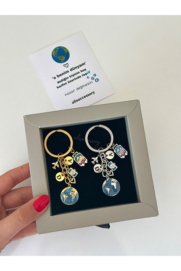 My World Travel Couple Keychain