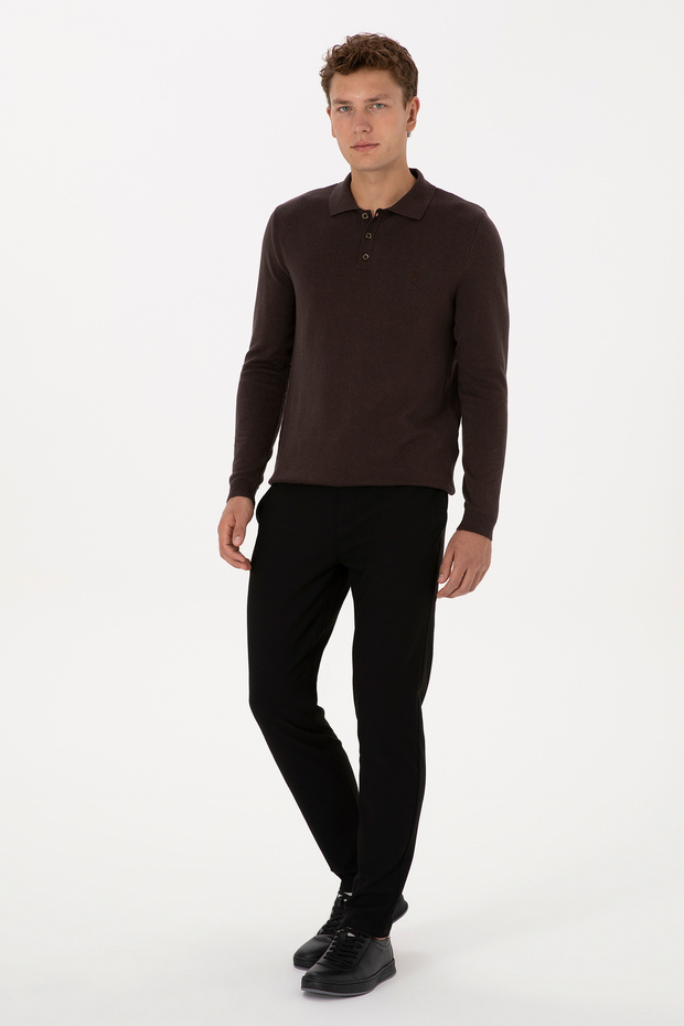 Men's Black Jogger Fit Canvas / Chino Trousers 50311905-Vr046