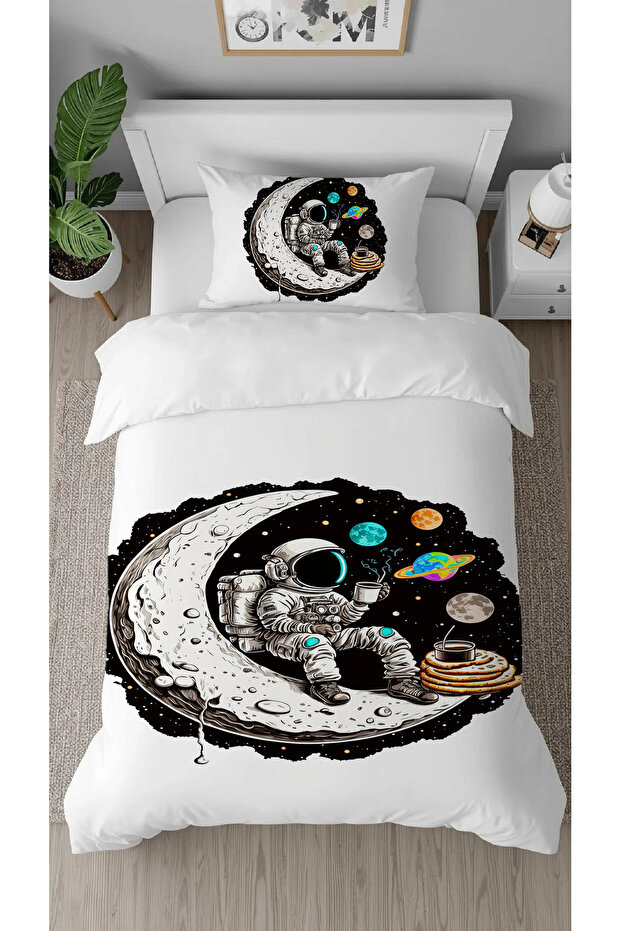 Astronaut Space Planet Mars Dünay Specially Designed Single Children's Duvet Cover Set Without Printed Sheets