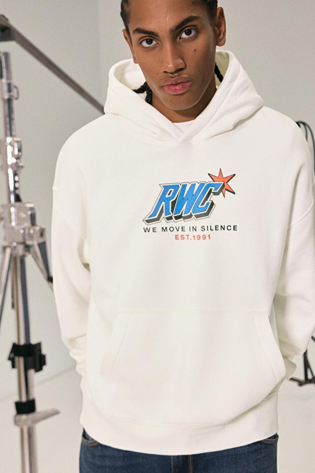 Baskılı kapüşonlu sweatshirt - 5