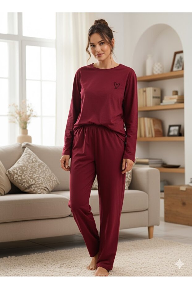 طقم بيجامة نسائية بأكمام طويلة