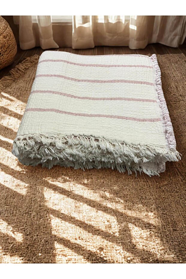 100% Cotton 7 Layer Muslin Striped Single Bedspread 180X260 cm