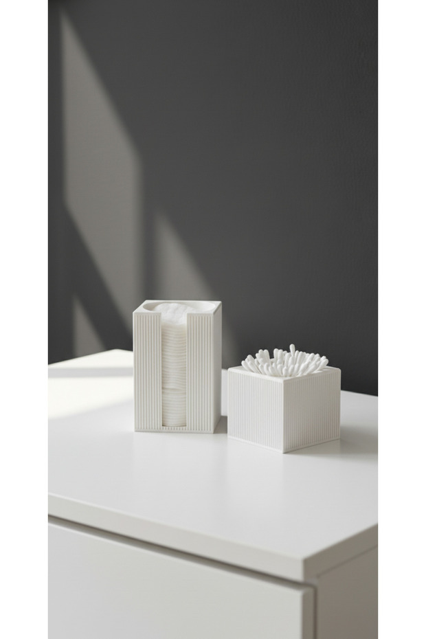 Modern Banyo Organizer Seti – Pamuk ve Kulak Çubuğu Kutusu - 2