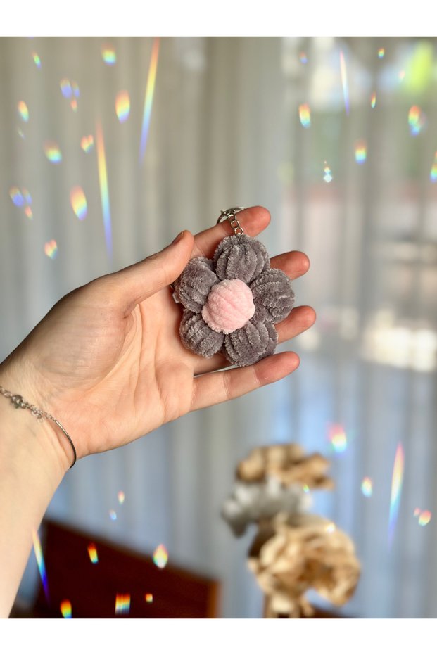 Plush Flower Keychain | Gift for Distribution | Mevlüt – Henna – Engagement – Promise Keepsake (10 Pieces)