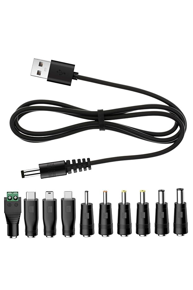 كيبل شحن 5فولت USB سلك طاقة عالمي للالعاب ومكبرات الصوت وشرائط اضاءة LED والراوتر مع 10 موصلات
