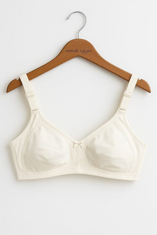 Ecru Large Size C Cup Stitch-Free Non-Wired Non-Padded Shaping / Sculpting Wide Strap Bra - No Trace - 4