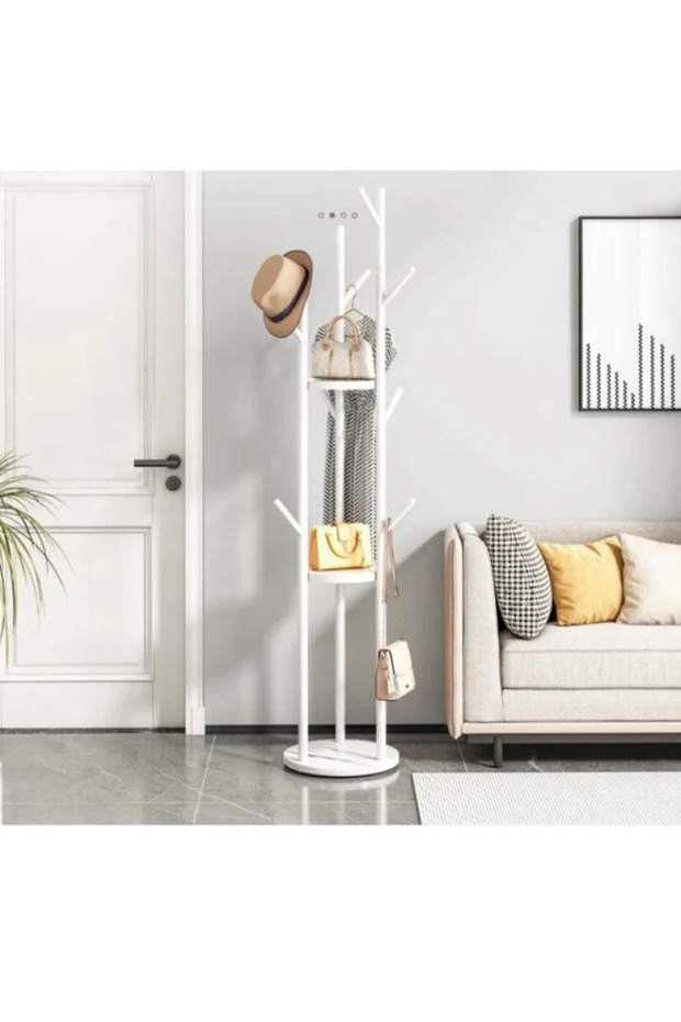 Modern and elegant design clothes hanger and rack - height 170 cm, white color - 4