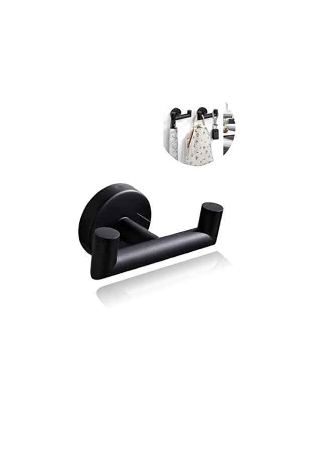 Wall Mount Matte Black Stainless Steel Towel Hooks, Modern Bathroom Robe & Hand Towel Holders, Slee