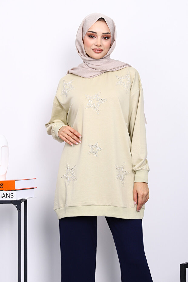 Olive Crew Neck Stone Modal Sweatshirt