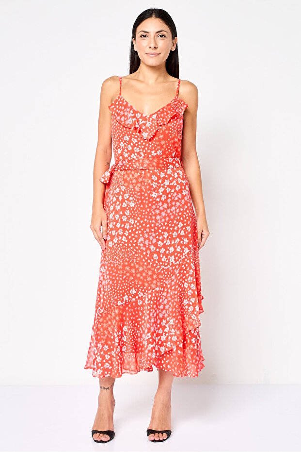 Women Floral Print Midi Dress, Multicolor