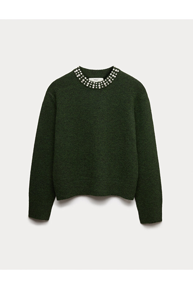 Yün Karışımlı Triko Kazak - 2