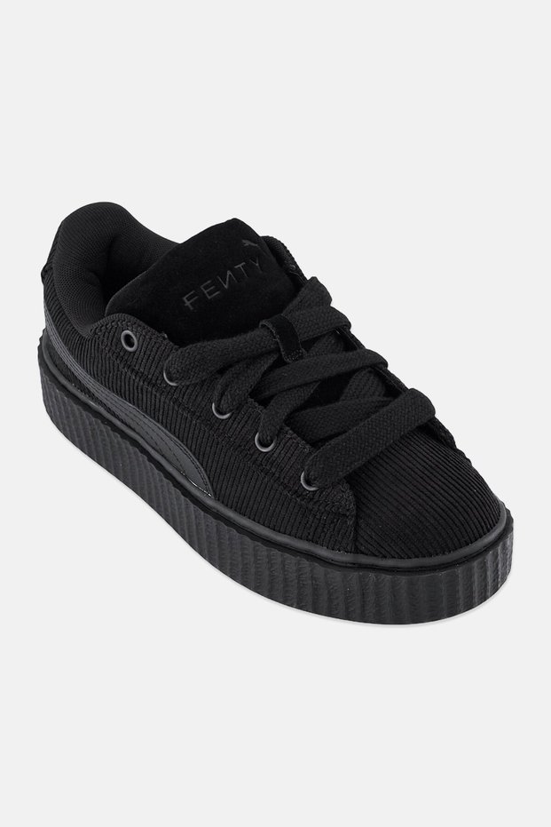 X Fenty Kids Girl Creeper Phatty Corduroy Lace Up Outdoor Shoes, Black