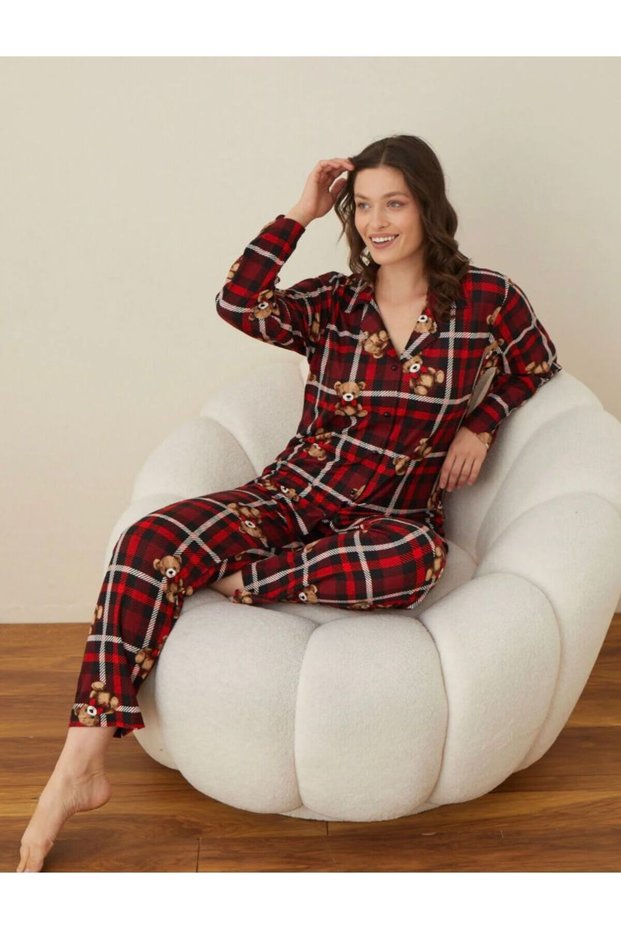 Boyraz Suede Buttoned Long Sleeve Pajama Tk