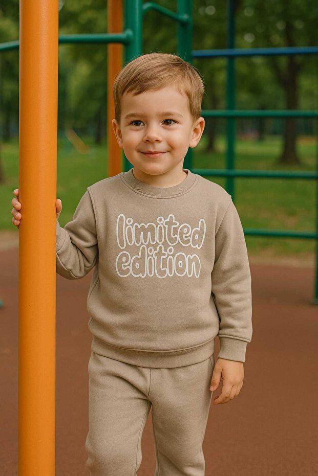 Boy's Winter Tracksuit Set Sweatshirt Bottom Cotton Three Thread Sh Fleece-Lined Casual 2-3-4-5-6 Years Old