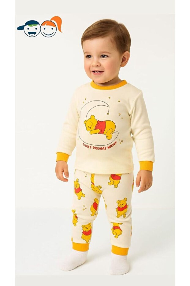 Ecru Honey Bear 1-3 Years Old Children's Pajama Set