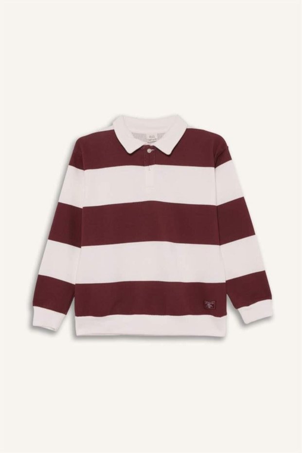 Boys Polo Neck Color Block Long Sleeve T-Shirt (25 Au)
