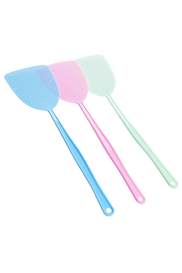 Long Handle Racket Mosquito Fly Swatter- 3 Pieces (Plastic)