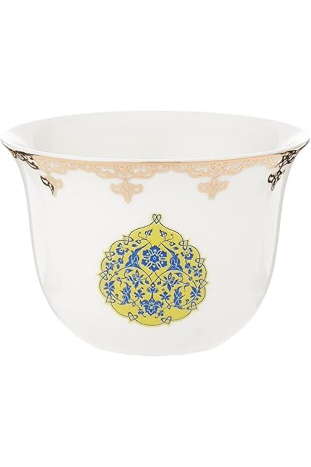 Sultan Designed Bone China Cawa Cups Gold Yellow 90cc FPR-054 Set of 12 Pieces