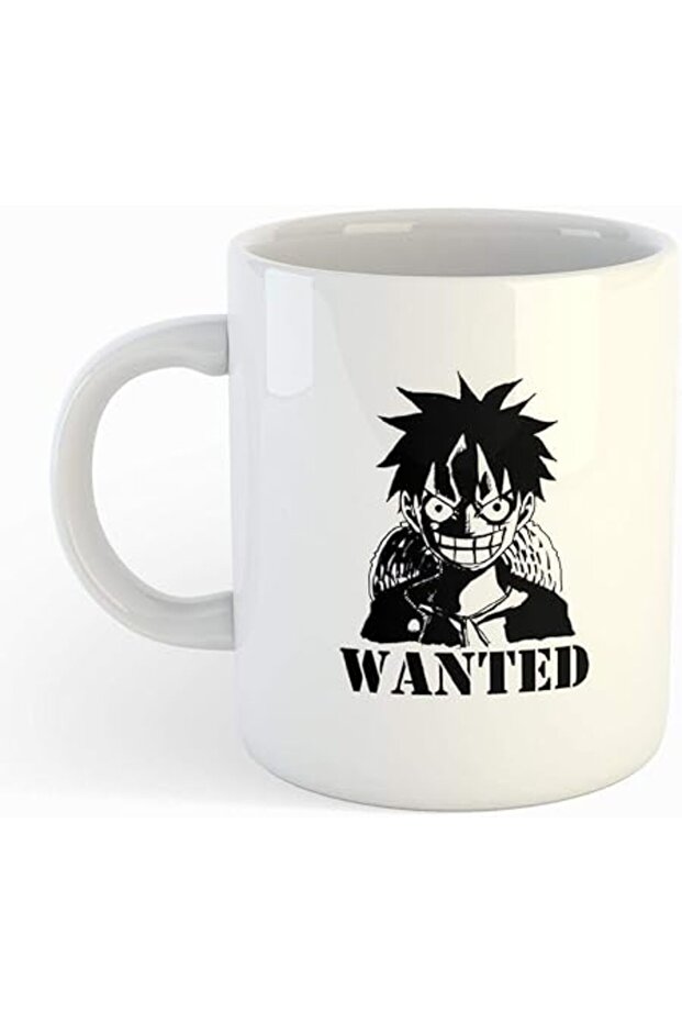 White Mug with One Piece Wanted Design Printing