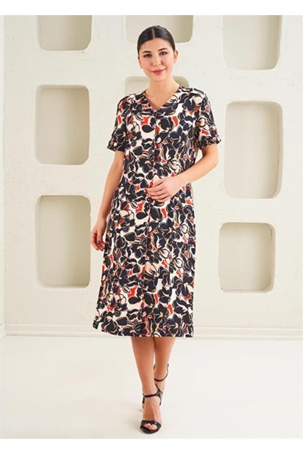 Kadın Örme Viskon Elbise - 45272 - 1