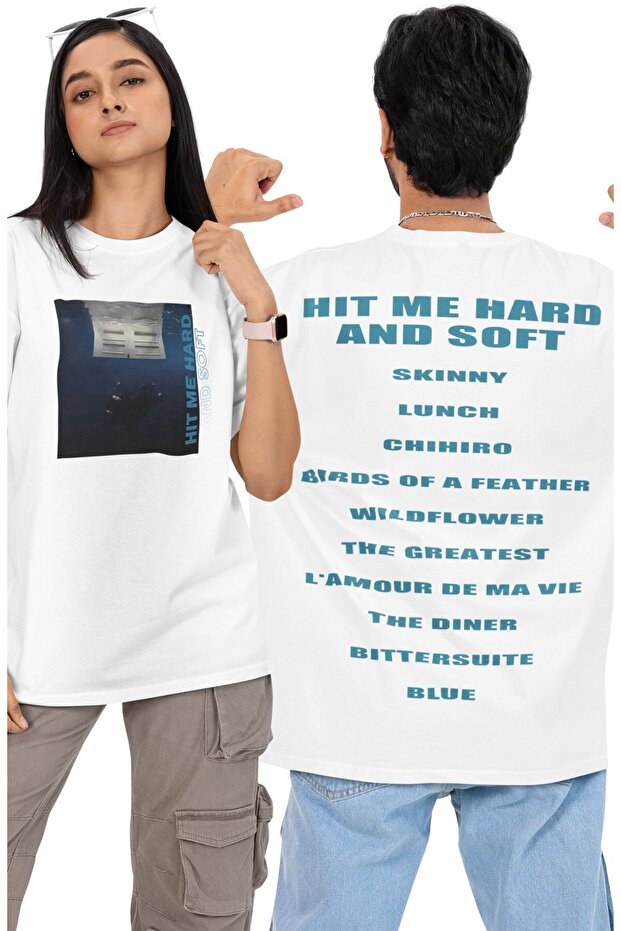 تي شيرت ميجا بيلي إيليش سيرك مطبوع للجنسين، تي شيرت قصة فضفاضة Hit Me Hard And Soft Tracklist