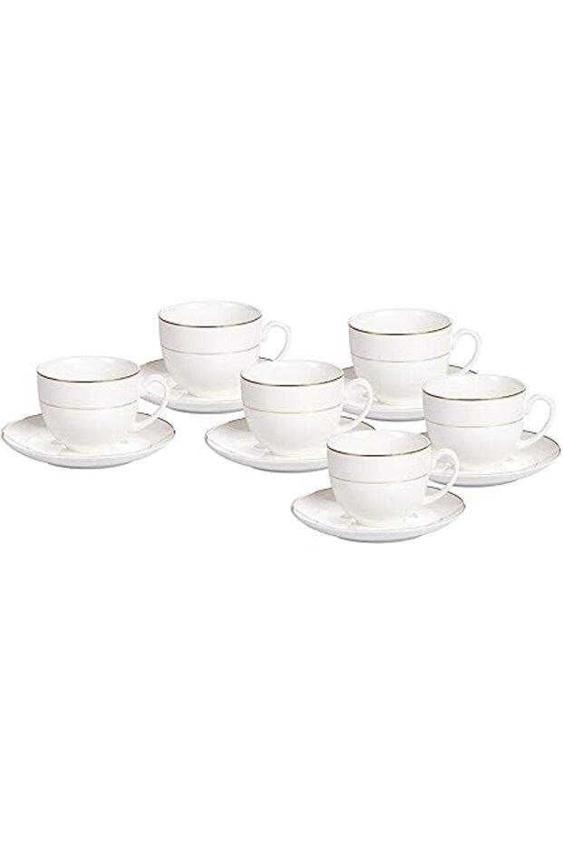 Cup & Saucer Set White and Gold TS-90-LIN-A