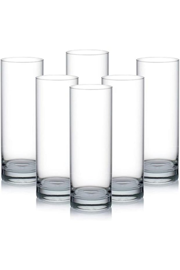 New York Hi Ball Glass Set of 6 – 320ml Clear Tall Glasses for Mocktails, Juice & Beverages