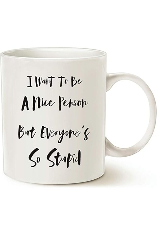 Funny Quote Coffee Mug 11oz I Want to Be a Nice Person Christmas Gag Gift Cup White