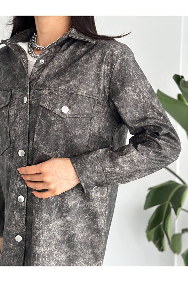 Eskitilmiş Deri Gömlek - 2