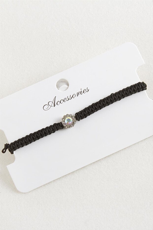 سوار مكرامية مضفرة مرصع بالأحجار على شكل زهرة - 1