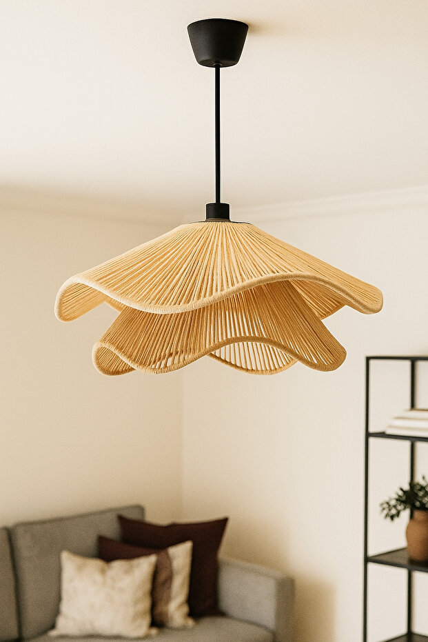 AFRALYA Handmade Tekli Sarkıt Avize Rafya Avize - 1