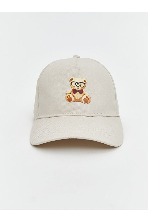 Create Your Style with Uzg Store Beige Bear Printed Women's Cap Hat