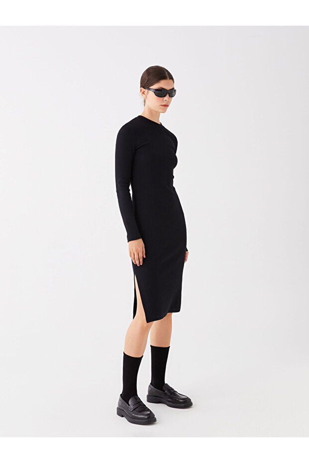 Lcw Vision Crew Neck Plain Long Sleeve Women's Dress (W3)