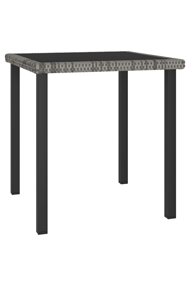 Garden Dining Table Grey 70x70x73 cm Poly Rattan