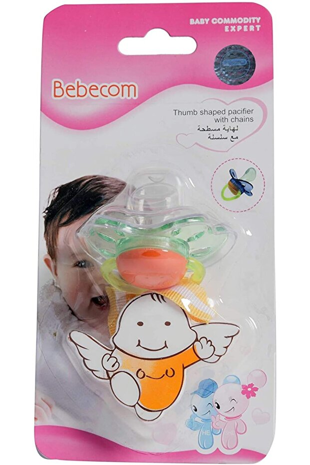 Thumb Shaped Pacifier With Chain- Assorted - 3