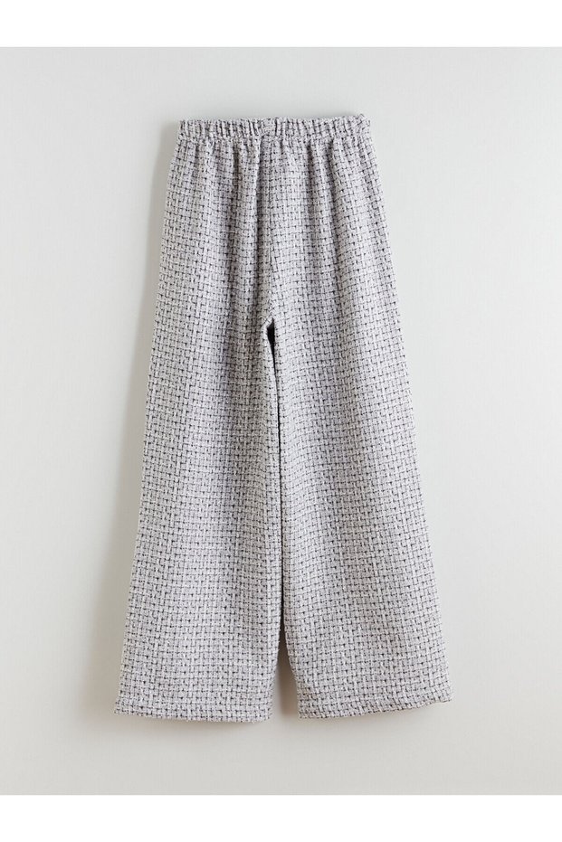 Gray Elastic Waist Tweed Girls' Trousers