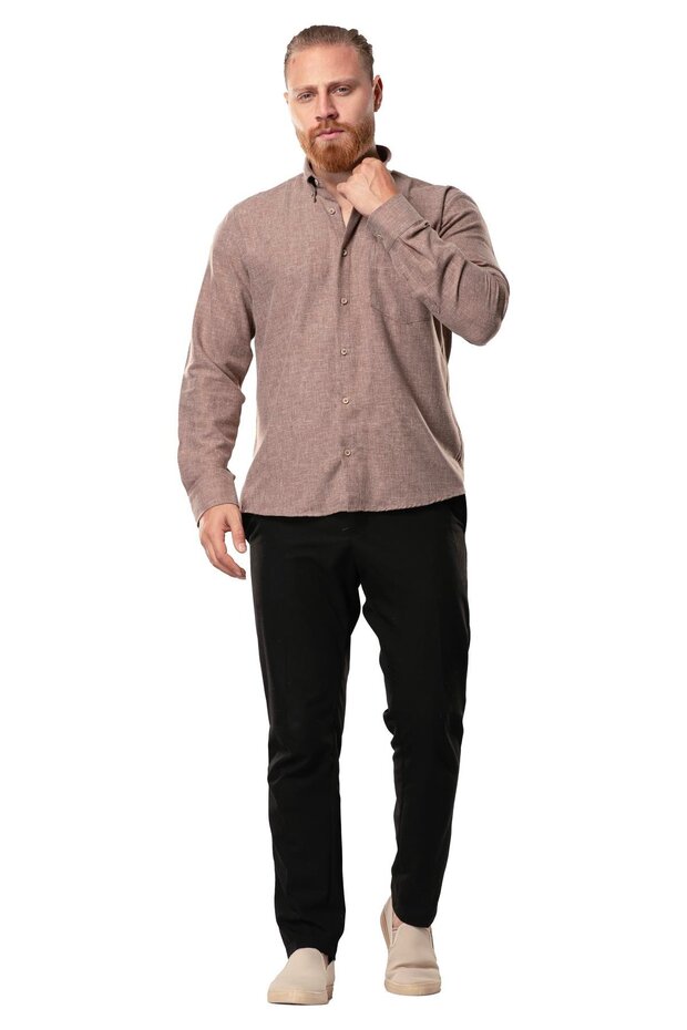 Long Sleeve Lumberjack Men's Flannel Autumn and Winter Shirt Coffee 4039
