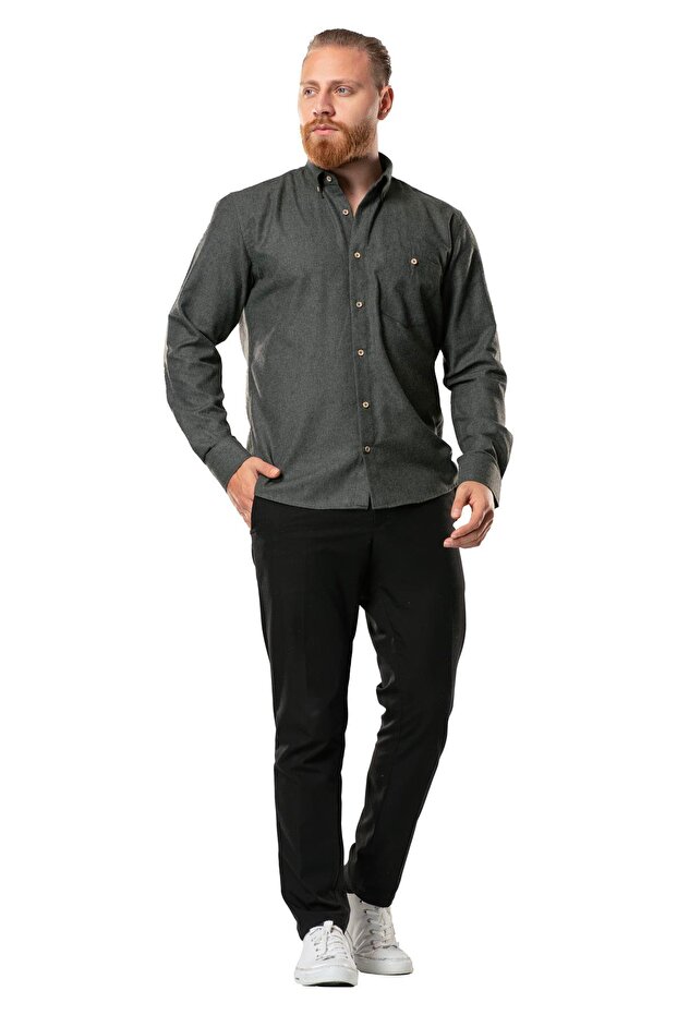Long Sleeve Lumberjack Men's Flannel Autumn and Winter Shirt Khaki 4003