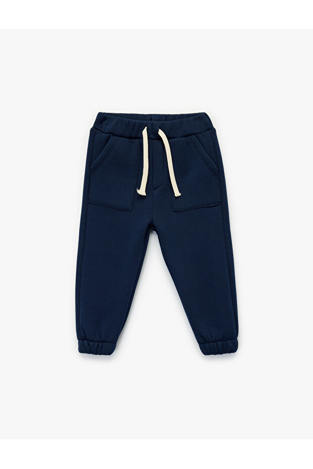 Raised Jogger Sweatpants with Lace-Up Waist Pocket Detail