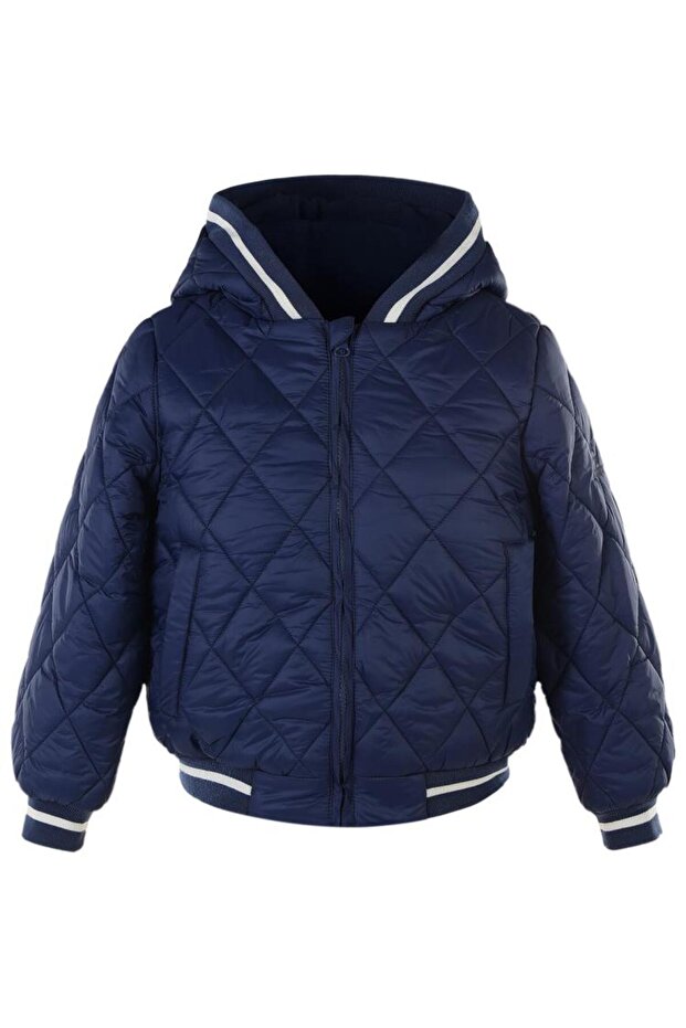 Ribbed Coat for Ages 6-9 - Navy Blue 7-8 Years