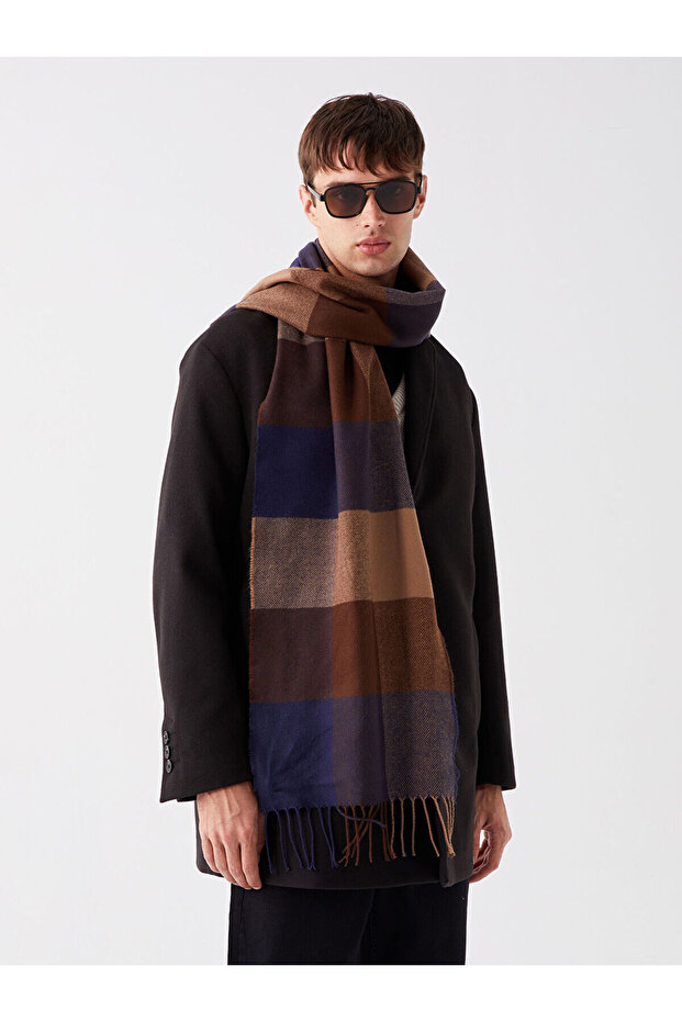 LCW ACCESSORIES Tassel Detailed Plaid Men's Scarf