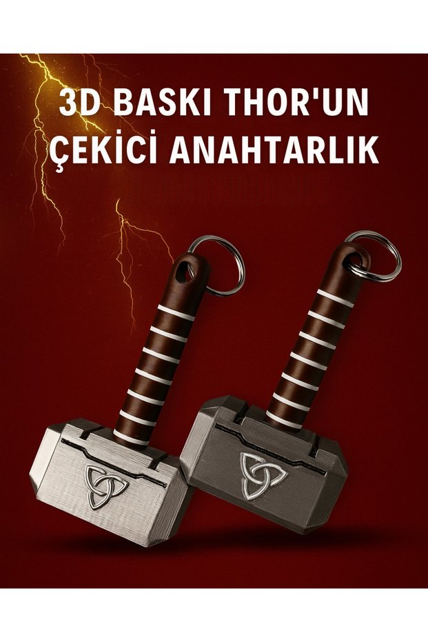 Thor's Hammer Mjolnir Marvel Themed Keychain – Special Design Gift | 3D Printing Collectible Product