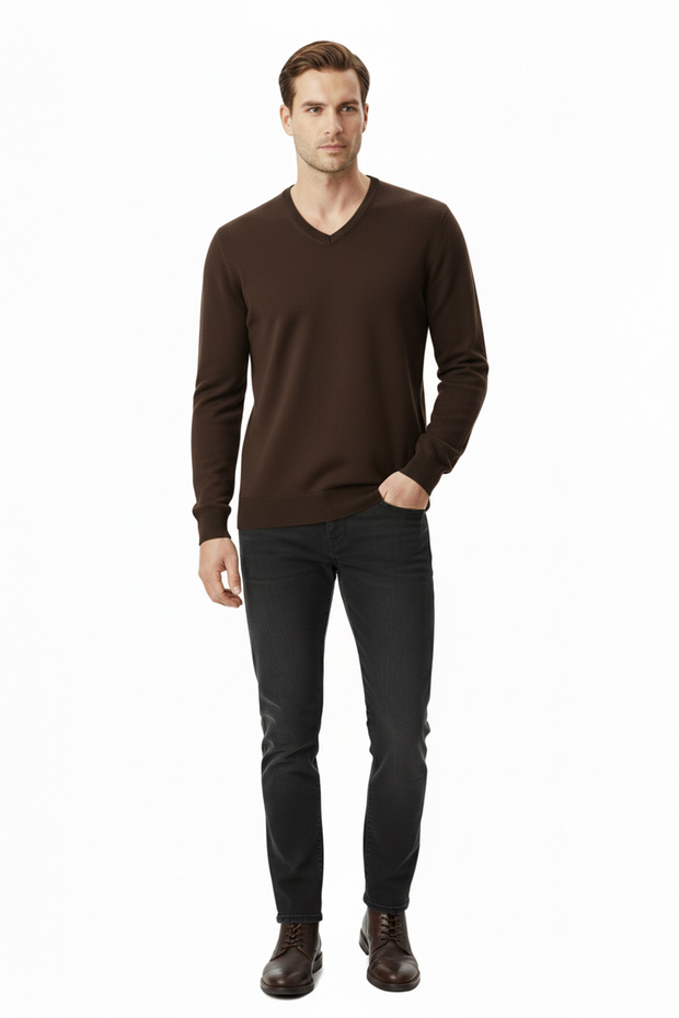 Erkek V Yaka Triko Kazak - 2