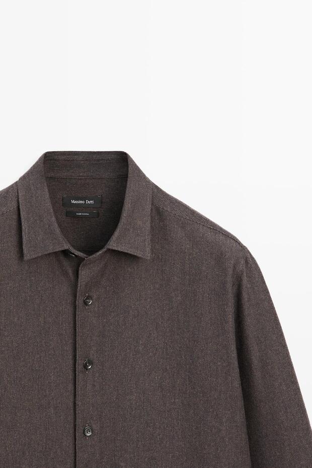 Regular fit kareli dokulu melanj gömlek - 6